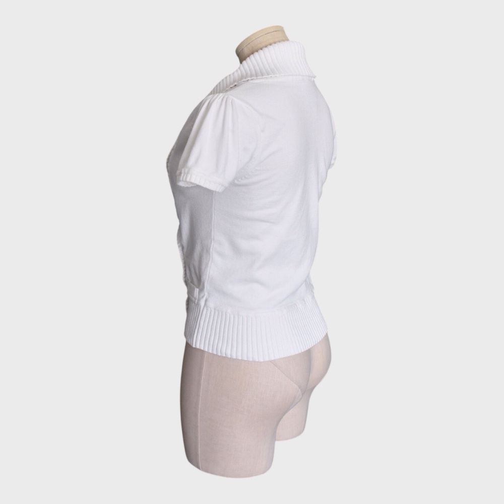 Pink Republic‎ Cotton Shawl Collar Double Breasted Short Sleeve Sweater - Picture 4 of 5